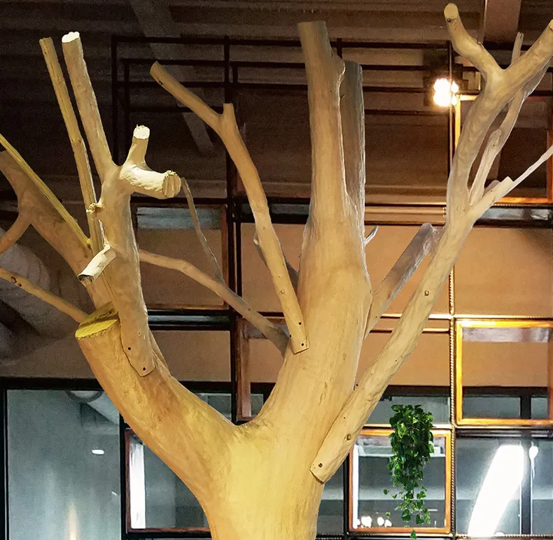 Quaint Interior Decoration White Painted Natural Tree Trunk With