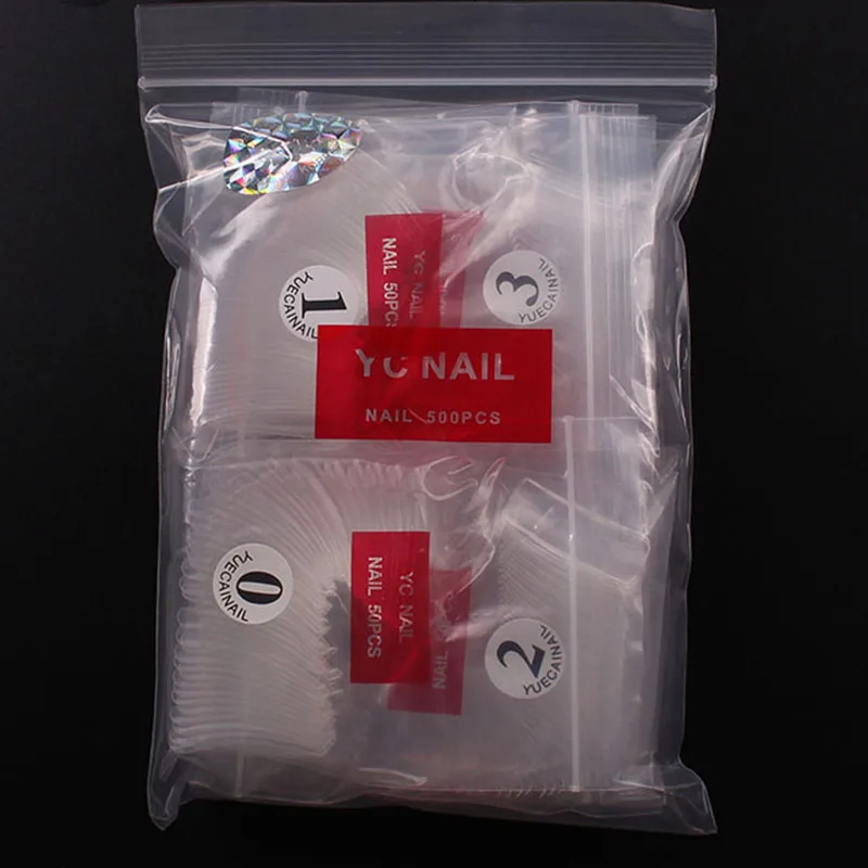 

High Quality 500pcs/bag New Design Wholesale Artificial Nail Tips,Fake Plastic Fingernails, Natural, clear, white