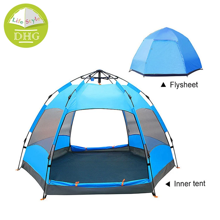 

4 Person Custom Logo Double Layer Hexagon Hydraulic Waterproof Outdoor Camping Tent, Blue;orange;green