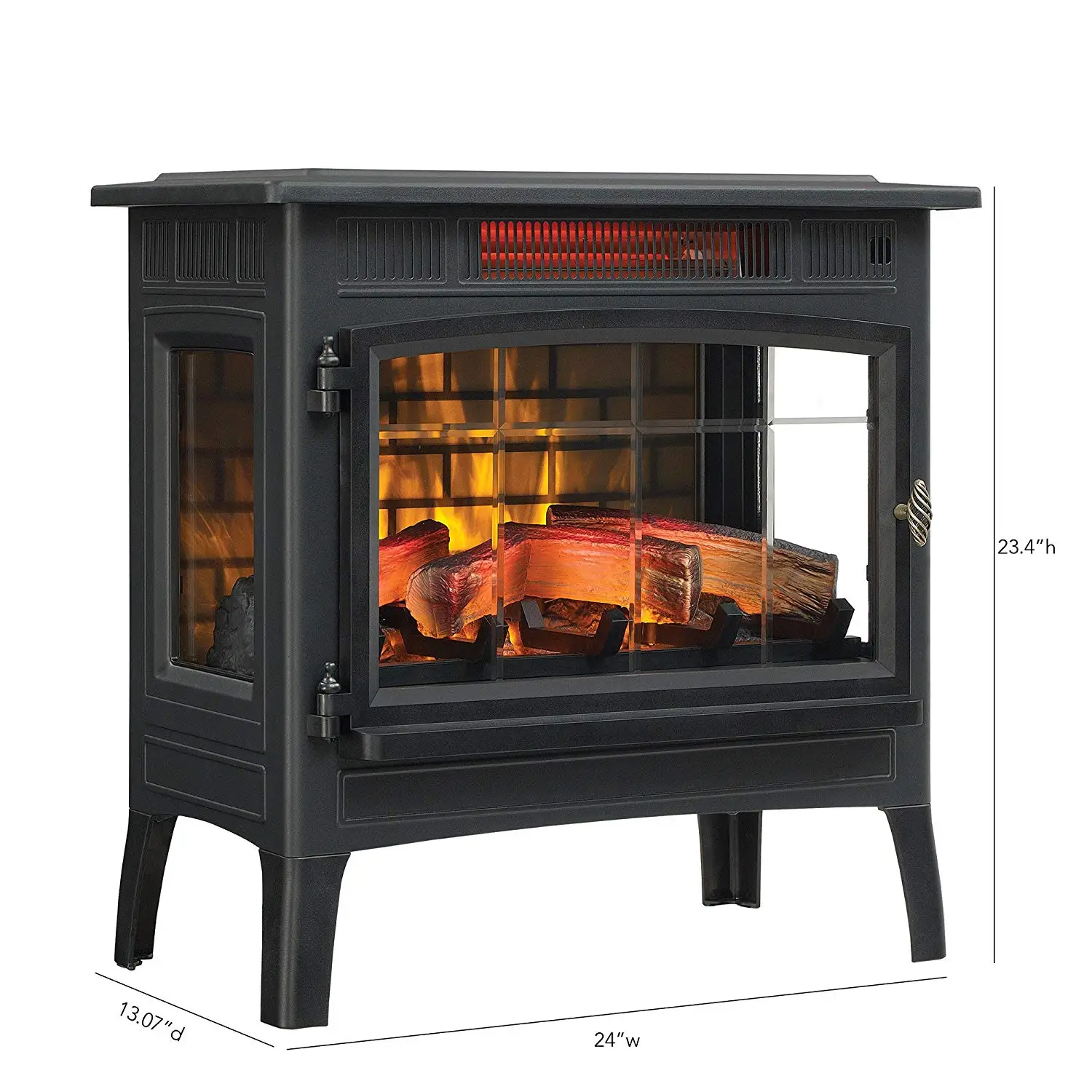 Electric Infrared Quartz Fireplace Stove With 3d Flame Effect Black