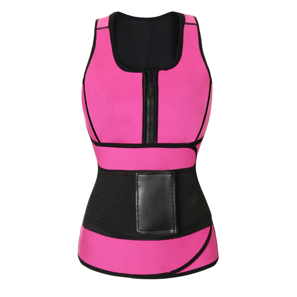 

OEM Logo Women Exercise Shapewear Pink Sauna Vest Neoprene Waist Trainer Belt With Double Pull, As shown;neoprene waist trainer