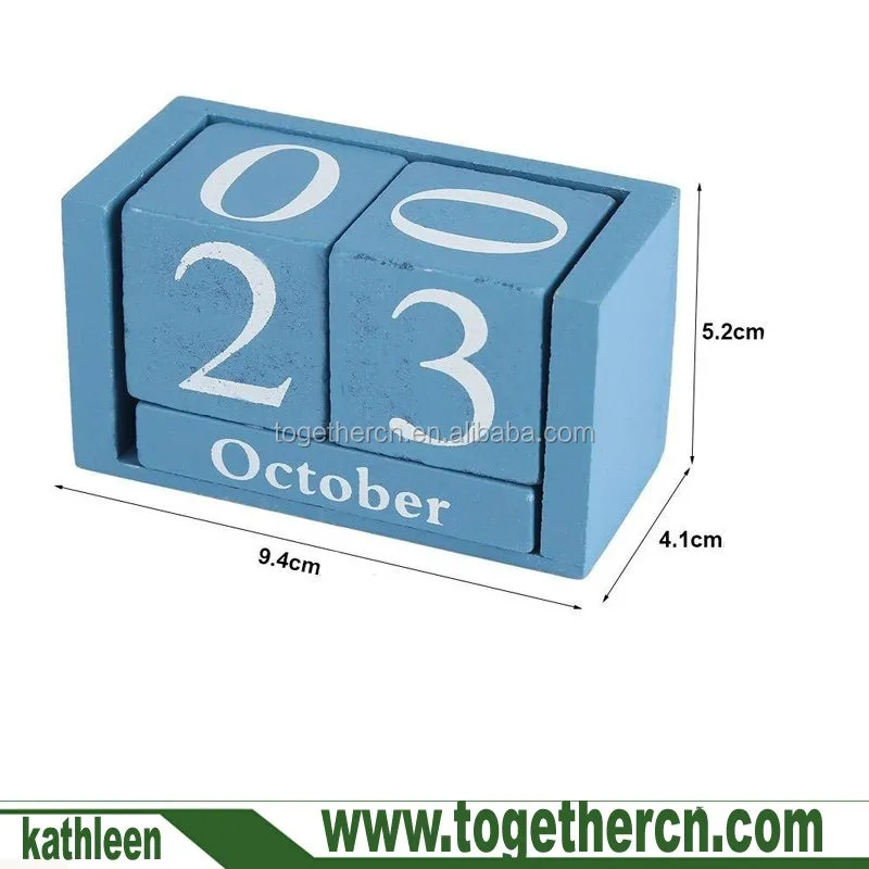 Desktop Organizer Diy Vintage Wooden Perpetual Desk Calendar Block