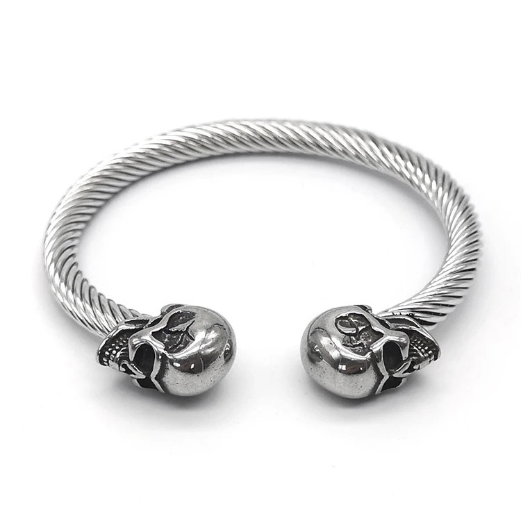 

Factory Customize Men's Stainless Steel Cuff Bracelet Skull, Silver or black