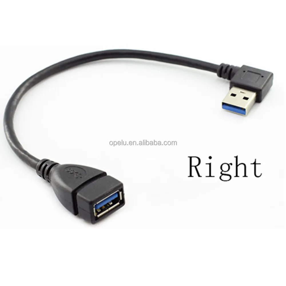 

90 degree Right Angle USB 3.0 Male To Female Adapter Extension USB Cable, Black