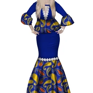 2018 new design For Women African Print Dashiki skirt sets Bazin Riche Mix Size Party Vestido Mermaid Dress WY3223