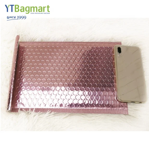 
Nice Quality Custom Logo Rose Gold Plastic Envelopes Mailing Packaging Poly Bubble Mailer Bag 