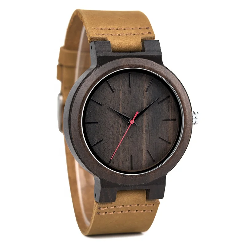 

DODO DEER Leather Wrist Strap Watch Custom Relogio Masculino with Quartz Battery Ebony Wood High Quality 2019 Unisex MIYOTA 22cm