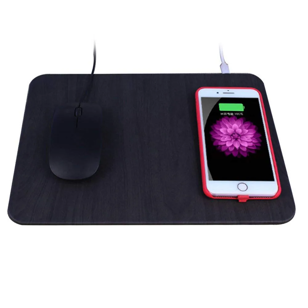 

2019 New trending Qi Mobile Phone wireless Charger mouse pad Qi Wireless Charging mouse Pad, Black;blue;brown