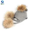 2019 Hot-Selling High Quality Low Price Customized Winter Wool baby earmuffs Knitted Hat with pom pom