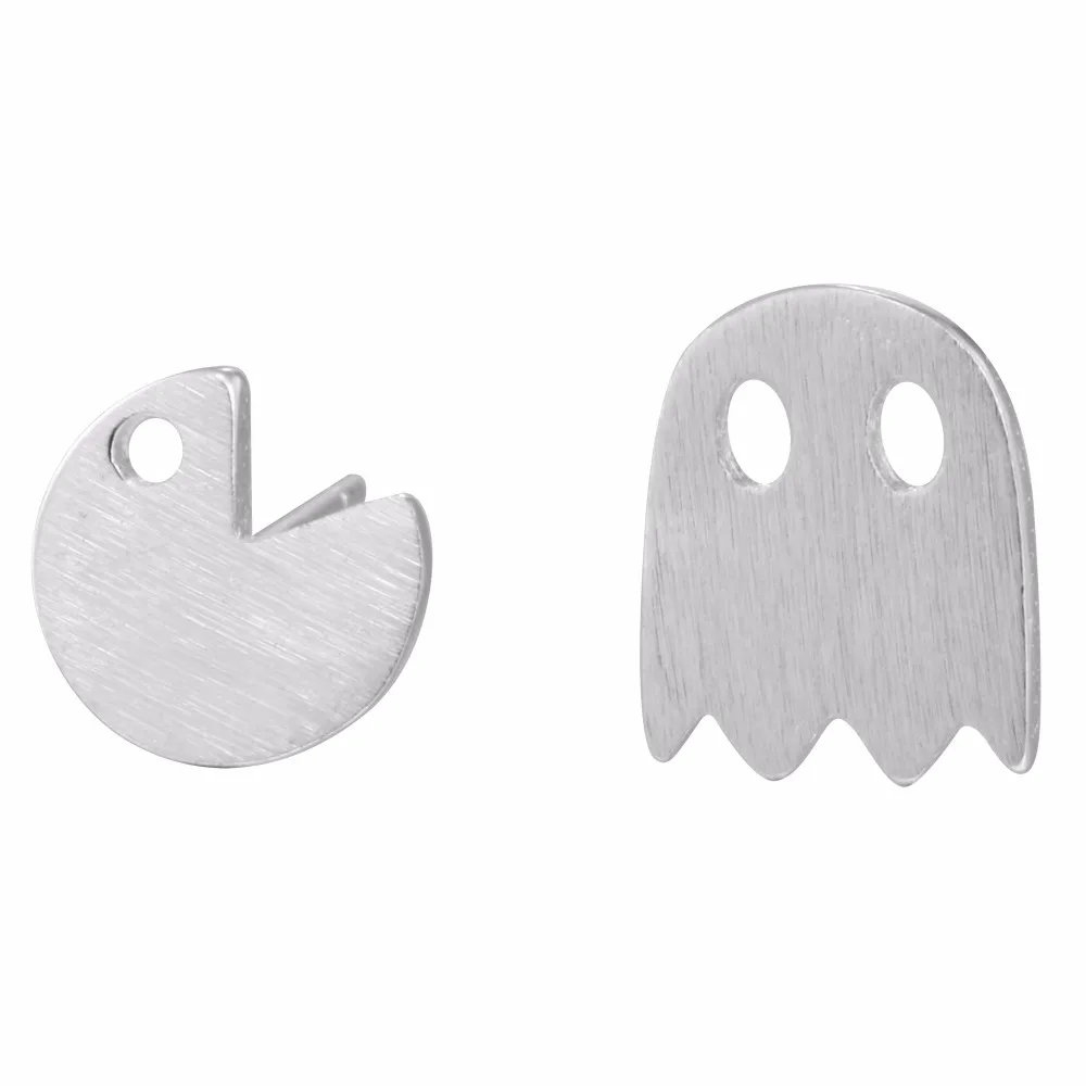 

Silver 925 Pacman Earrings Cute Shape Little Ghost Game Post Stud Earrings Cute Design Charm Vintage 925-Sterling-Silver Jewelry