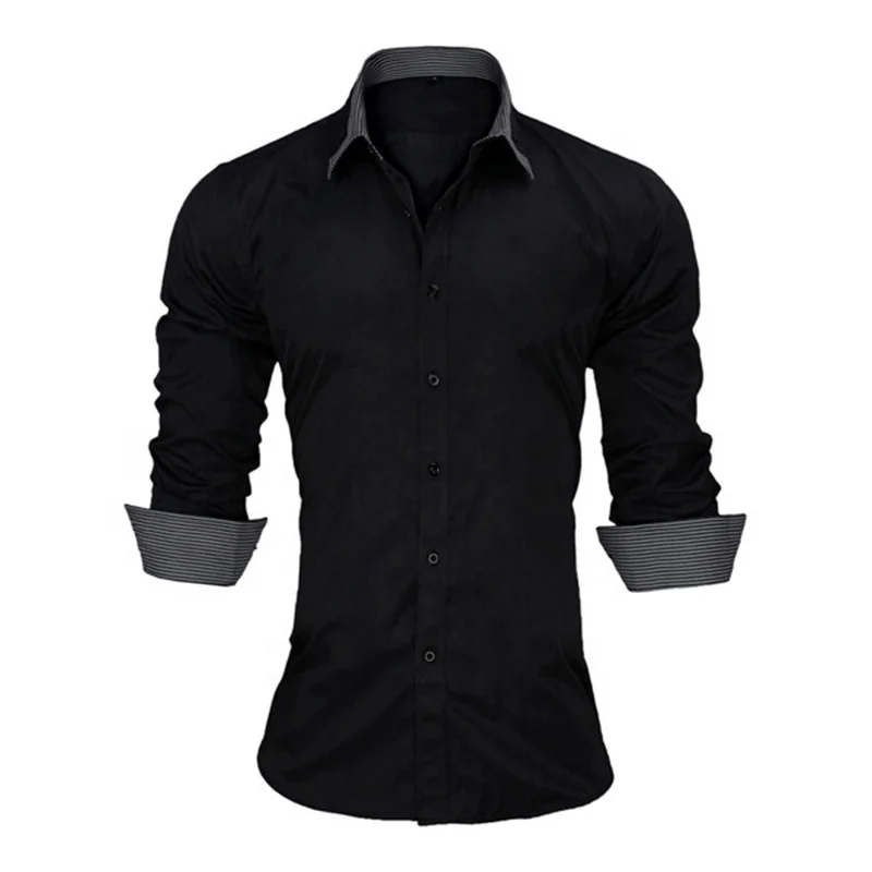 

Wholesale Fashion Design 100% Cotton Long Sleeve Polo Casual Formal Office Custom Men Tops Shirts, Light blue/black/navy/white