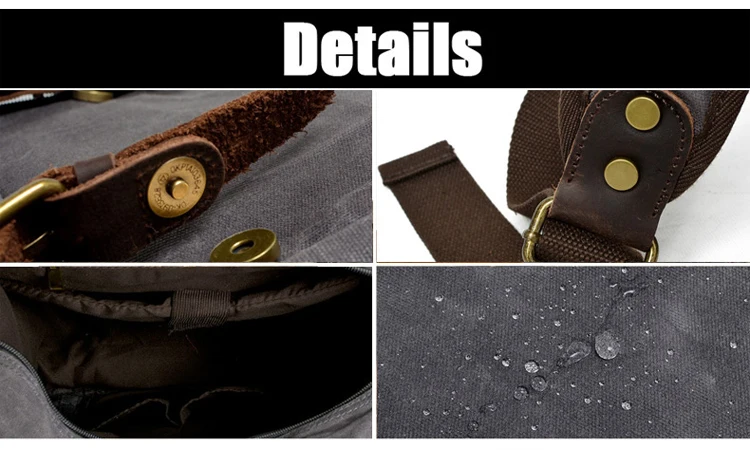 Latest trendy classical design waxed canvas water camera resistant satchel rucksack bagpack backpack bag unisex