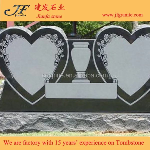American Style Granite Monument Double Heart Shaped Headstone Tombstone