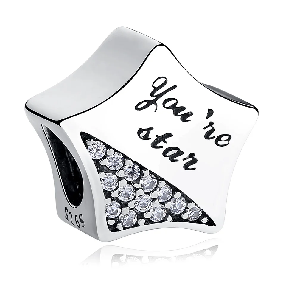 

Custom Design 925 Sterling Silver Charm You're Star Charm Bead Fit Fashion Original Bracelet Jewelry Making