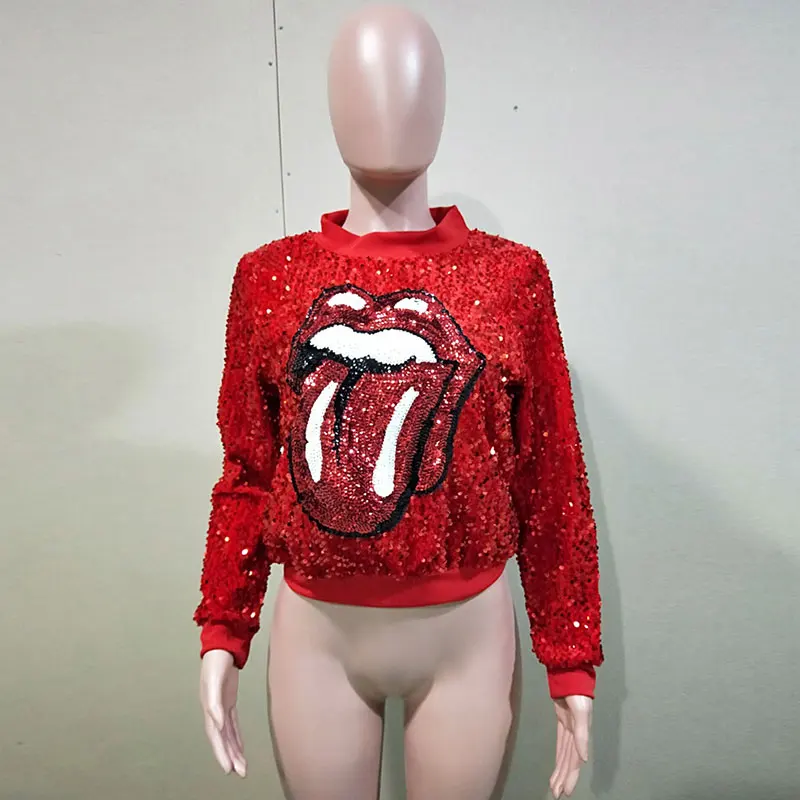 

Wholesale Sale Cartoon Pattern Sequin Splicing Sweatshirt For Women