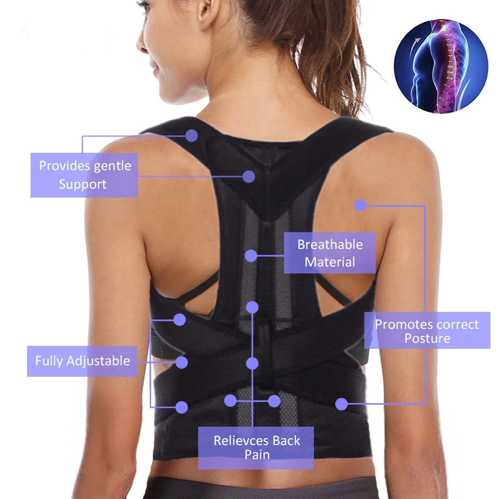 

Straighten and Correct Posture - Upper Shoulder Corrector - Adjustable Posture Corrector, Black, blue, red, roseo