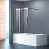 Roll Top Sliding Enclosure Over Bath With Shower Screen