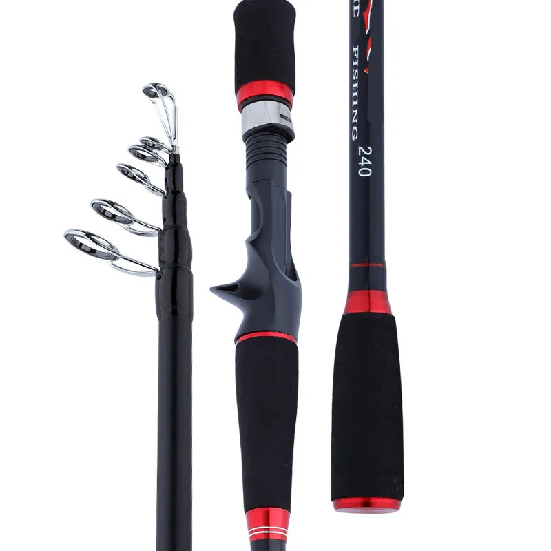 

High quality outdoor freshwater use surf feeder automatic japan carbon telescopic fly fishing rod, Black red blue