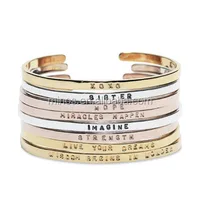 

Mantra Band Personalized Rose Gold Plated Stainless Steel Custom Engraved Cuff Bracelet Charm Bangle