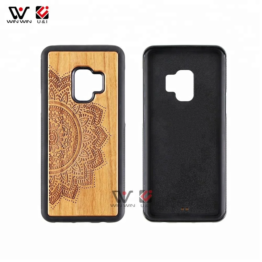 

Antique Beautiful Engraving Blank Wood Protective Phone Case For Samsung s10