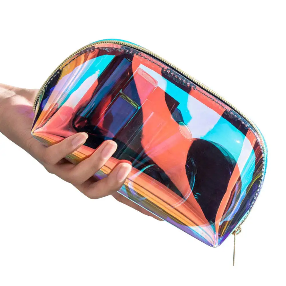

Holographic Iridescent Rainbow TPU Makeup Bag Hologram Cosmetic Bag Handy Pouch