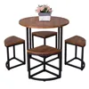 Balcony creative contracted solid wood leisure round tea table and stools combination for office and negotiation