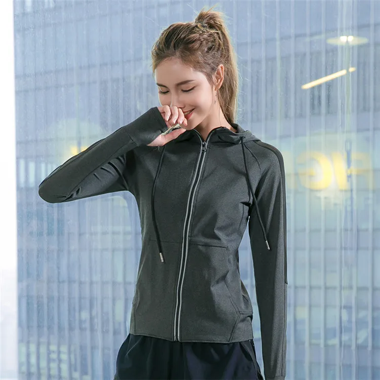women letter zipper long sleeves running custom plus size fitness sports gym wear women