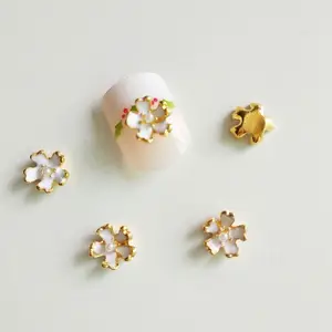 Shandie glitter nail art charms flower with pearl and rhinestone 3d nail art design decoration supply