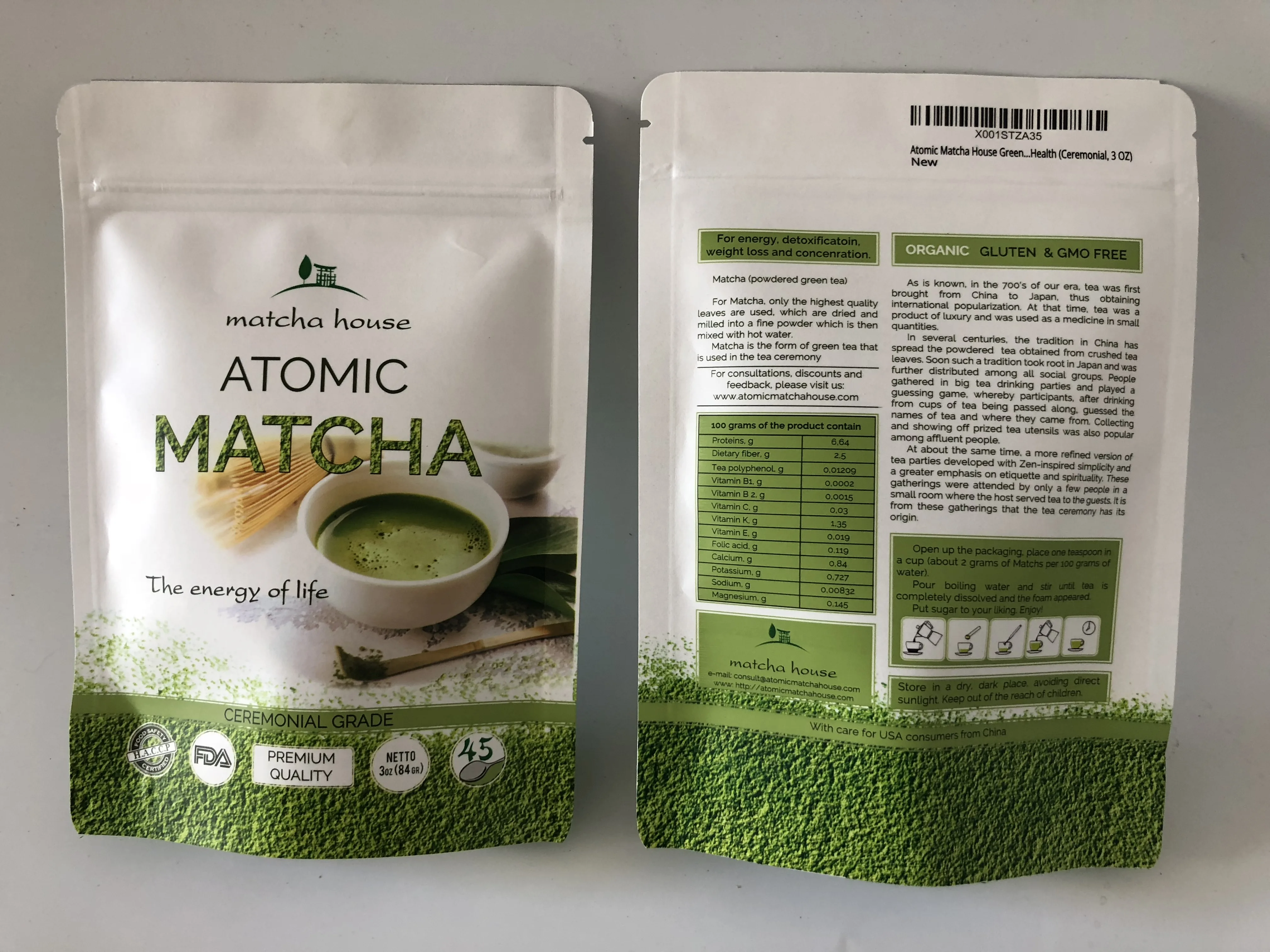 
100G Organic Matcha Green Tea Powder with Private Label 