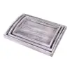 Rustic White Wooden Serving Trays with Handle Set of 3 Large And Small Nesting Serving Trays for Breakfast Butler Serving Trays