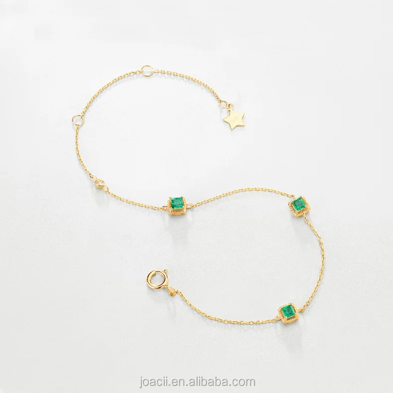 Joacii Gold Plated 925 Silver Bracelets AAA Zircon Emerald Chain Bracelets