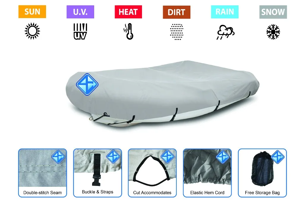 Inflatable Boat Cover - Light Grey 2