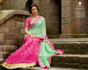 Attractive Embroidered Designer Sea Green Party Lehenga Saree Attractive Embroidered Designer Sea Green Party Lehenga Saree