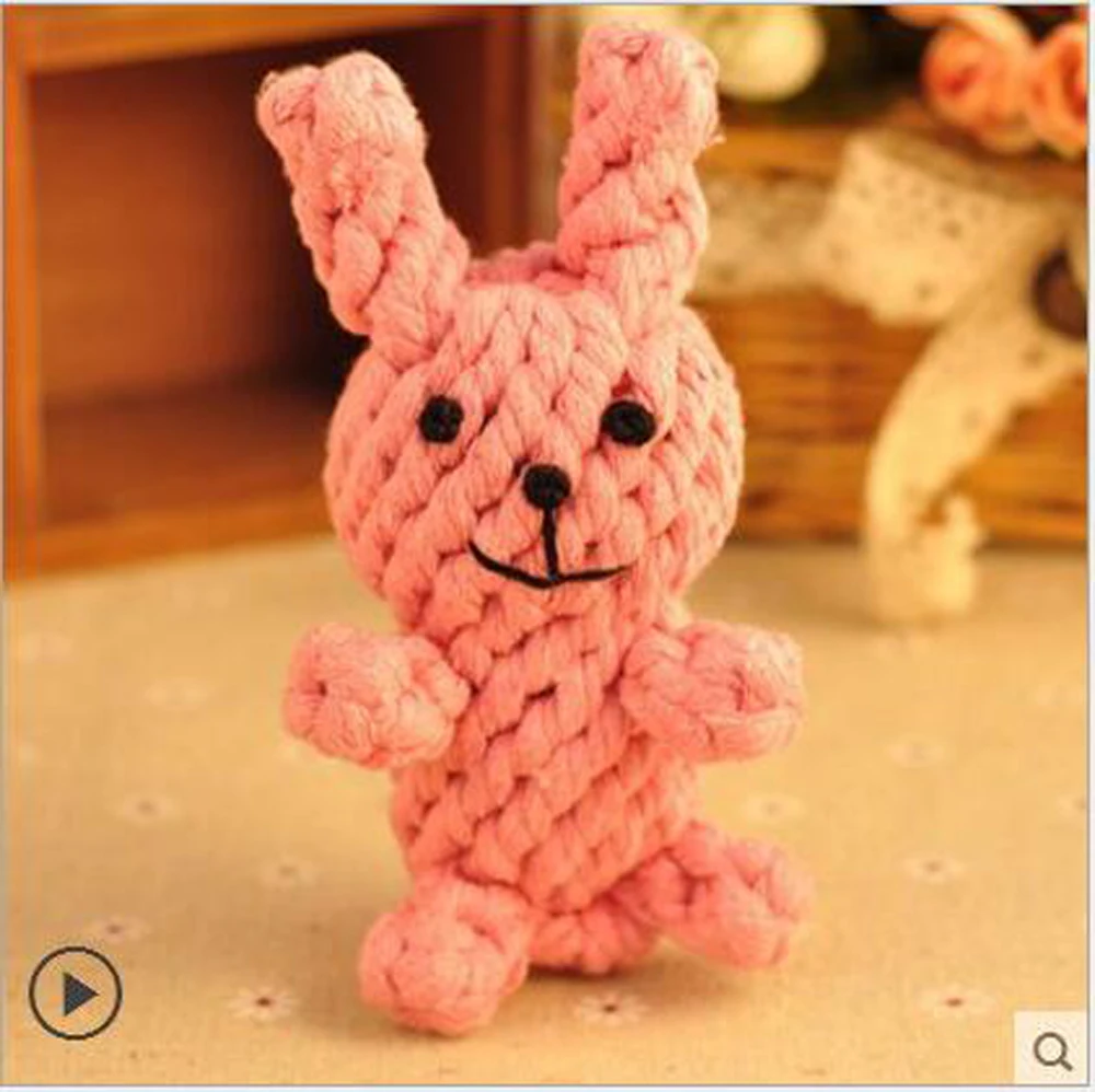 

Wholesale pet cotton rope supplies Pet knotting rabbit shape dog toy clean teeth cleaning dog teeth Pet woven toys