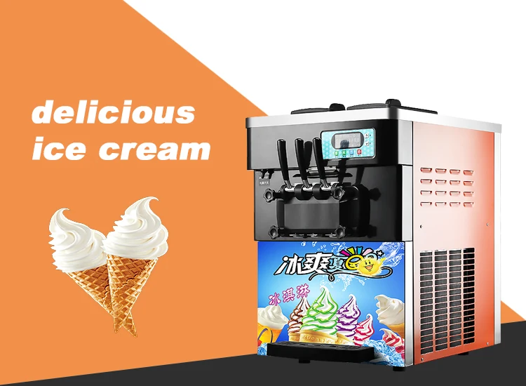 Three Flavor Soft Ice Cream Machine Cheap Price Tabletop Ice Cream
