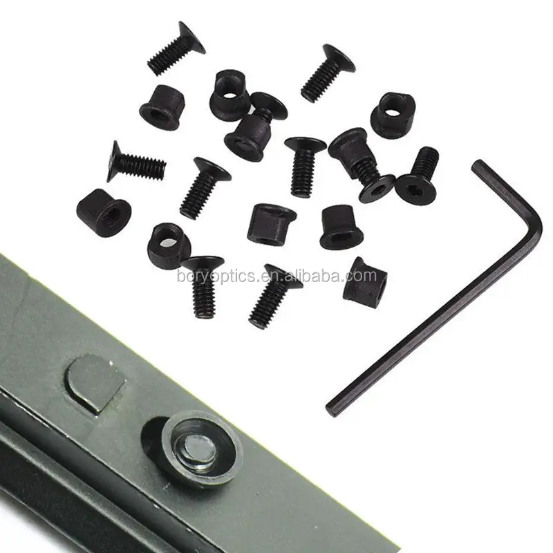 

Ar15 KeyMod Rail Screws and Nuts Allen Wrench keymod nuts with L Wrench 10 sets pack, Matte black