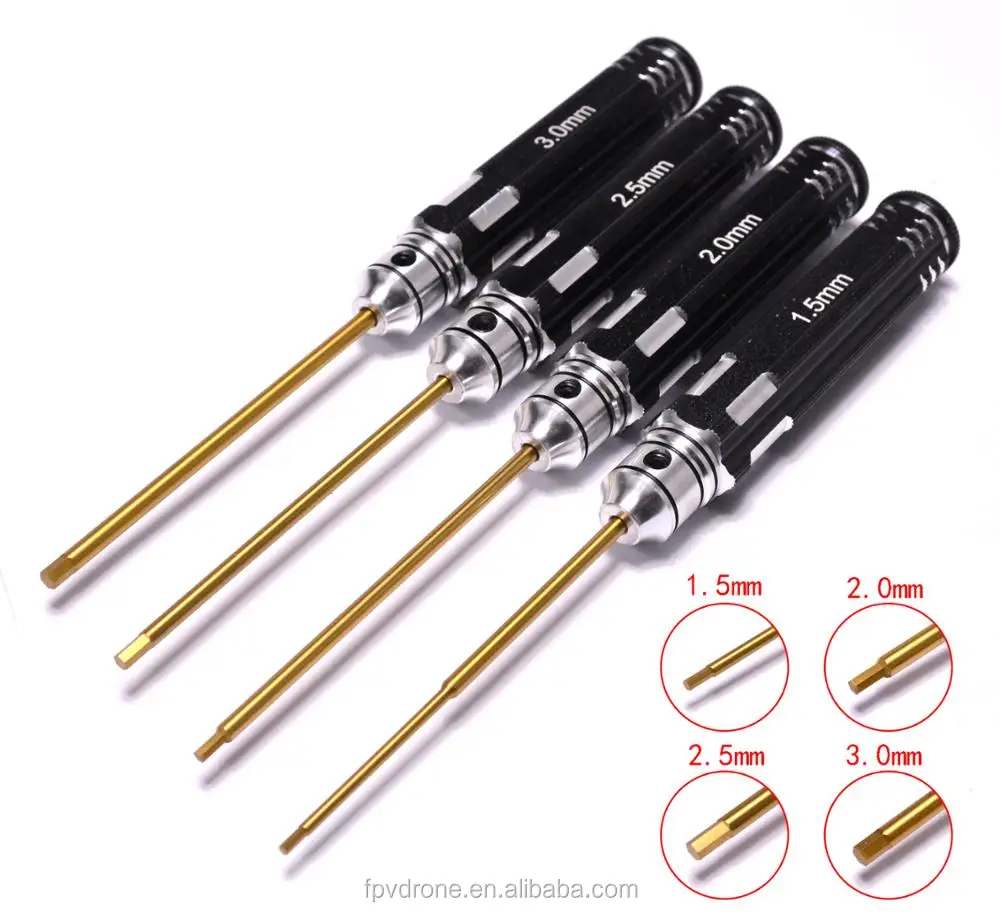 Rc Tools 4 Pcs Hex Screw Driver Set Titanium Plating Hardened 1 5 2 0 2 5 3 0mm Screwdriver For