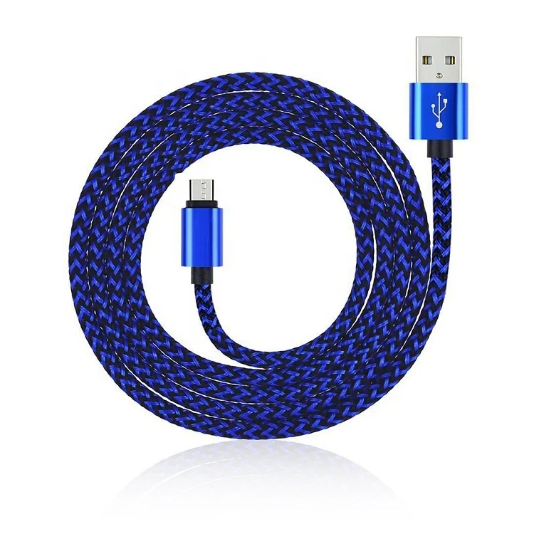 

Free Shipping Fabric Braided Micro USB Data Cable USB Cord Wearable Charging Cable, Black blue