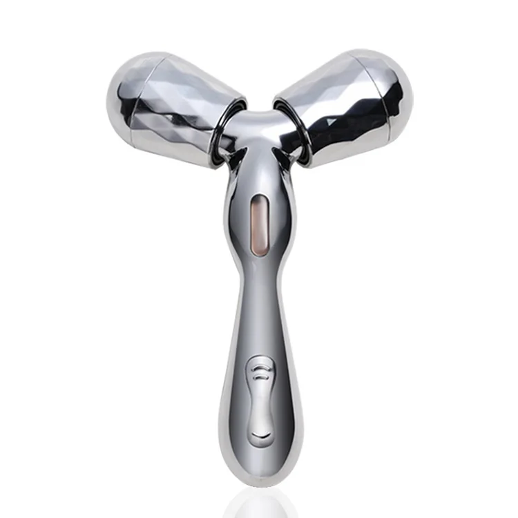 

V shape face slimming massaging microcurrent energy facial body massage roller, Silver