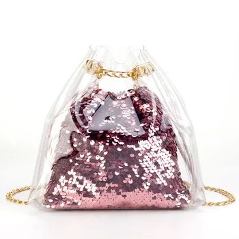 Clear Women Bucket Pvc Drawstring Shoulder Bag Hologram Handbag Clear Women Bucket Pvc Drawstring Shoulder Bag Hologram Handbag Jelly Las Sequin Transparent Laser Backpack