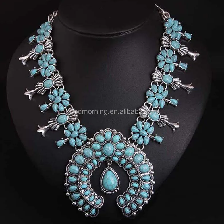 Turquoise Squash Blossoms Neck