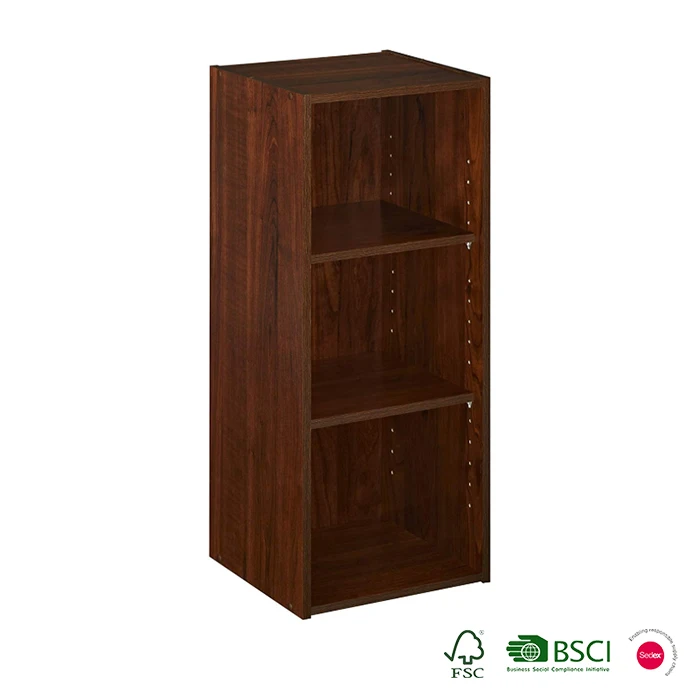 Cherry Beech Stackable 3 Shelf Wood Storage Cabinet For Living
