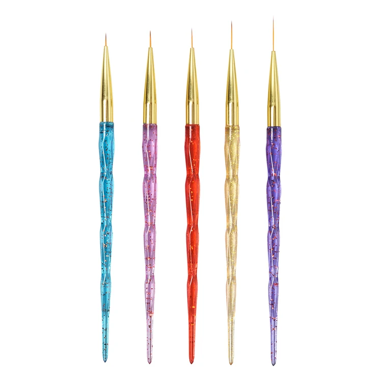 

High quality shinny 5 colors acrylic professional liner nail drawing pen detail design brush nail art liner brush for nail