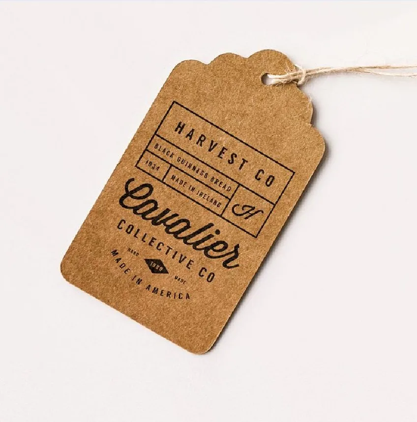 

printed recycled kraft paper T-shirt clothing brand tag jewelry label tag for jewelry, Cmyk/pms