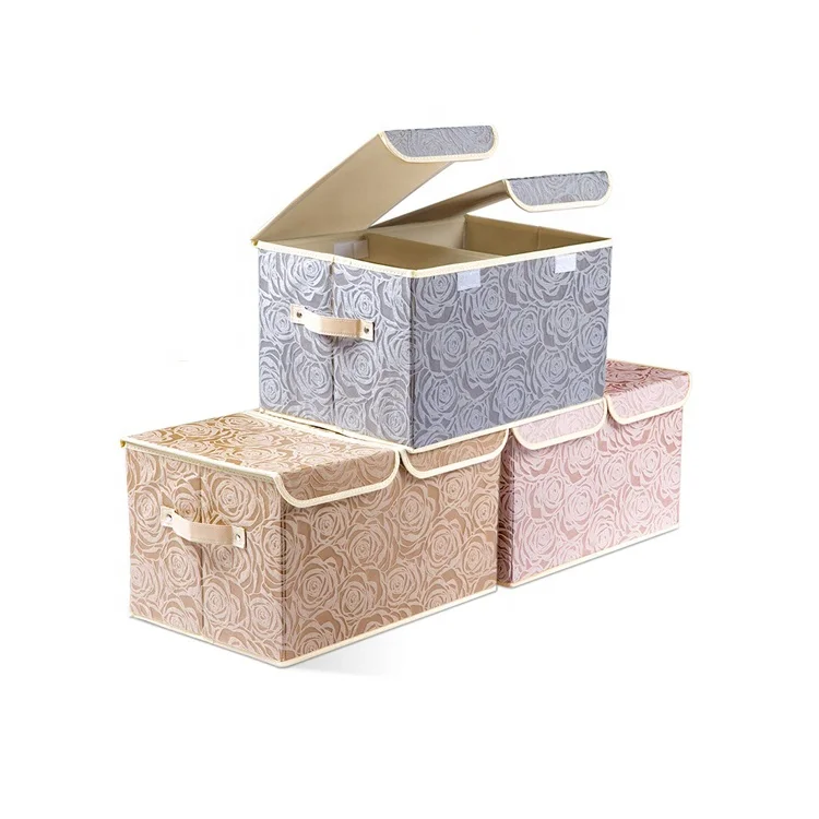 

Foldable Removable Compartment Storage Box with 2 Lids, Customized color