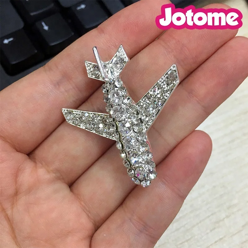 

Hot sell fashion rhinestone accessories alloy crystal airplane brooch, As picture