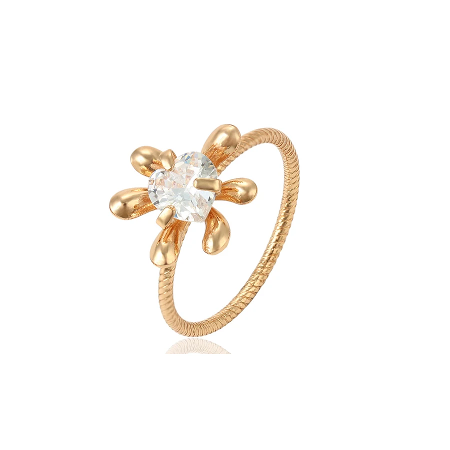 

15582 Xuping Blooming flower and heart shape elegant gold plated charm wedding rings jewelry, White