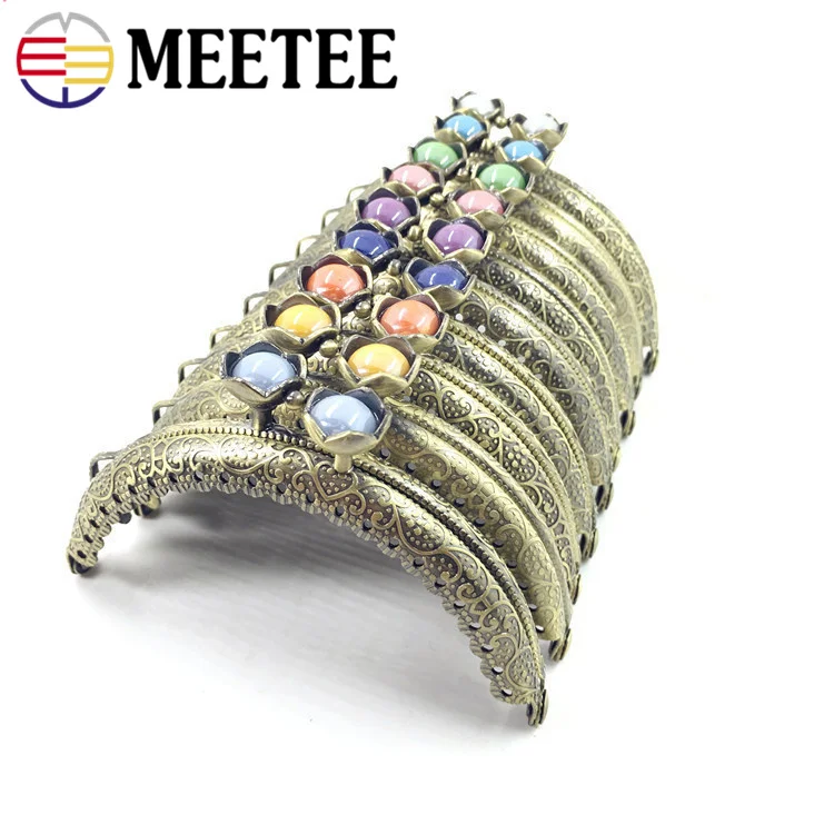 

Bronze Gourd Head Knurling Semicircle Coin Purse Frames Alloy Kiss Clasp Clutch Bags Part DIY Replacement Accessaries, As the picture show