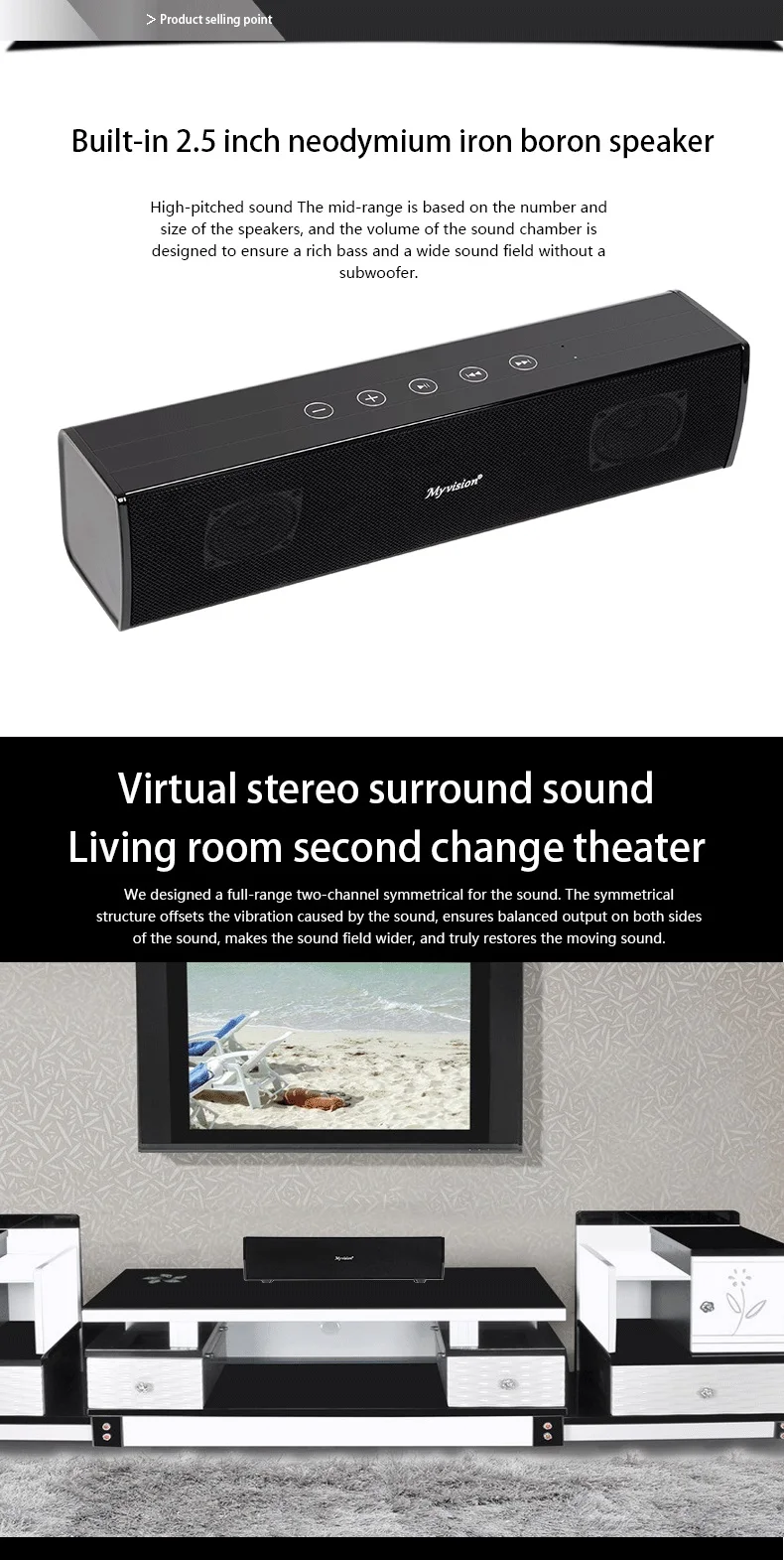 Soundbar 30w Sound Bar Home Theater Sound Speaker With Wireless