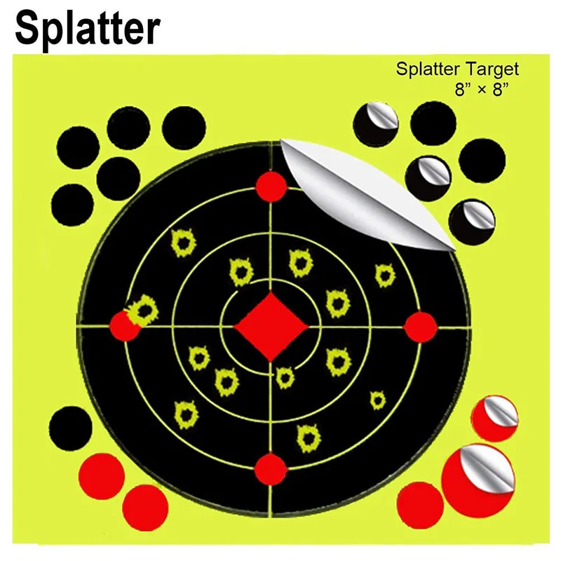 

8*8 inch Stick & Splatter Shooting Targets Splatter Target Reactive Self Adhesive Targets Pasters Great for Gun, Rifle, Pistol,, Oem